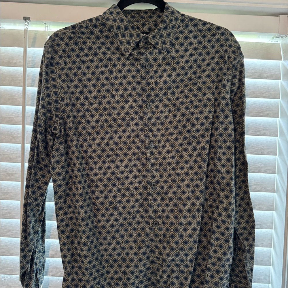 Men's Geometric Pattern Shirt - Black and White